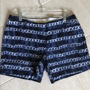 J Crew Tye Die Linen Cotton Shorts 8 blue white